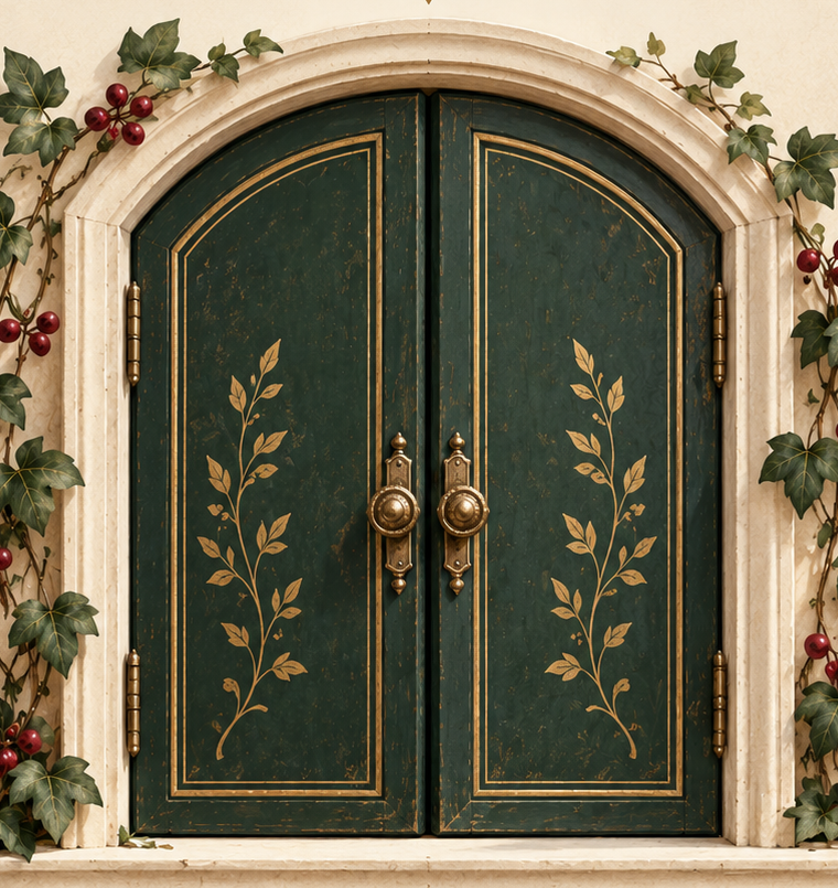 Victorian green-shuttered secret window