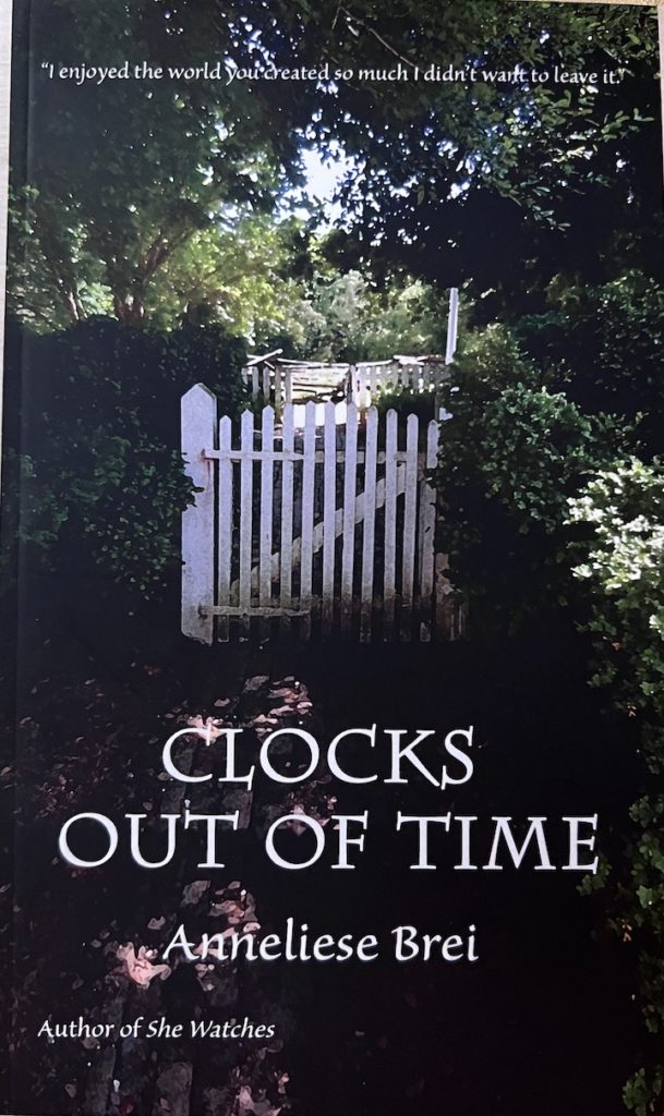 This is an image of the cover of CLocks Out of Time. The central image is a white picket fence. This image is linked to the amazon.com page.