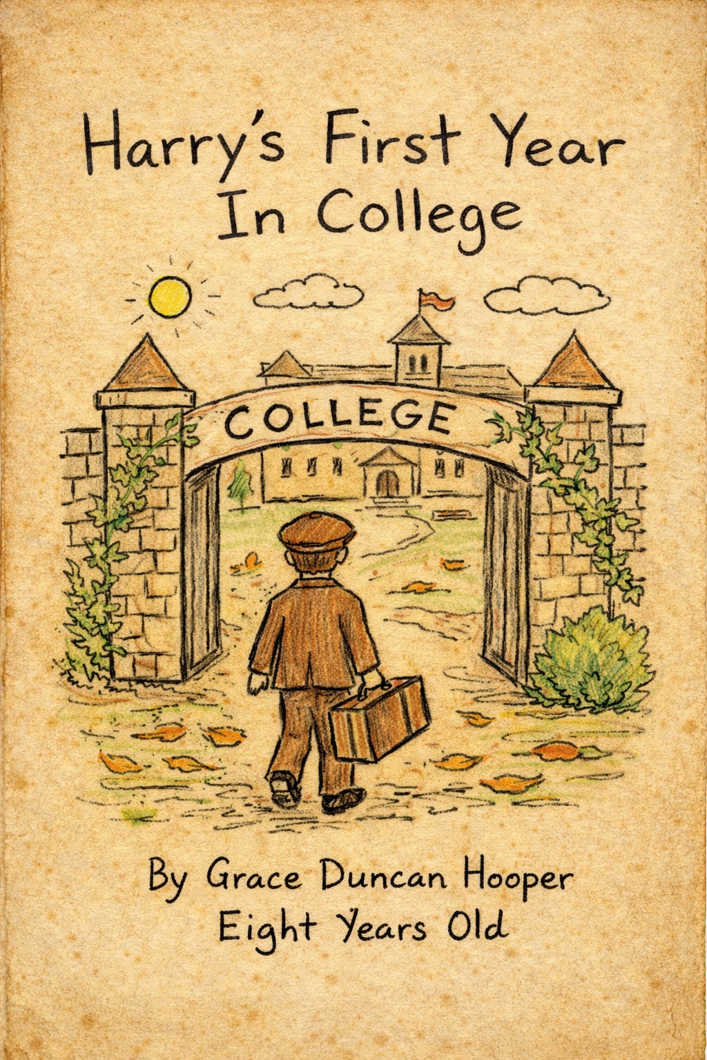A boy entering college gates.