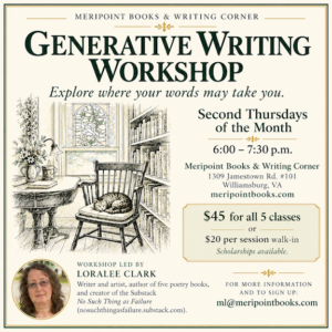 A flyer for the Generative Writing Workshop